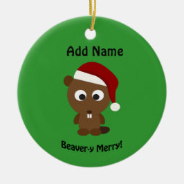 Lustigt Beaver-y Merry! Santa Beaver Julgransprydnad Keramik