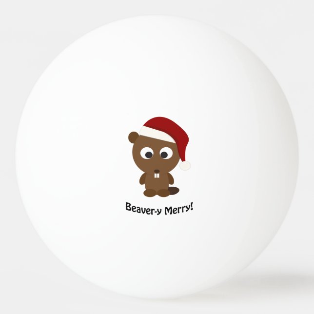 Lustigt Beaver-y Merry! Santa Beaver Pingisboll (Framsidan)