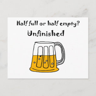 Lustigt Beer Mugg glas, halvtom Fullt eller halvto Vykort