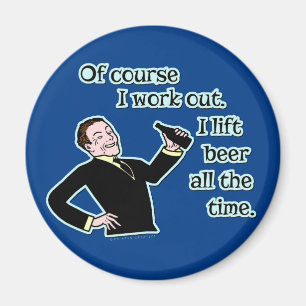Lustigt Beer Work Out Humor Retro Version 2 Magnet
