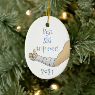 Lustigt Best ski resa någonsin! Brutet arm i en sk Julgransprydnad Keramik