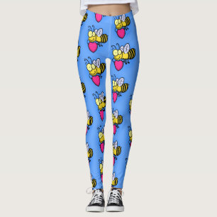 Lustigt bi med tecknad av hjärtat leggings