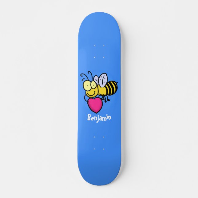 Lustigt bi med tecknad av hjärtat mini skateboard bräda 18,5 cm (Framsida)