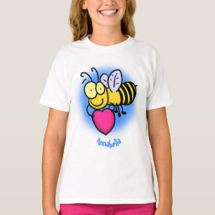 Lustigt bi med tecknad av hjärtat t shirt