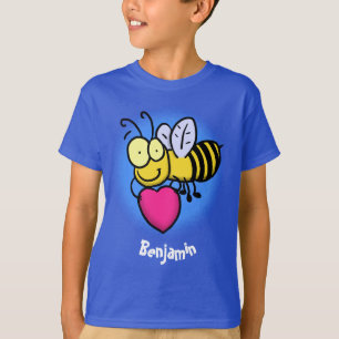 Lustigt bi med tecknad av hjärtat t shirt