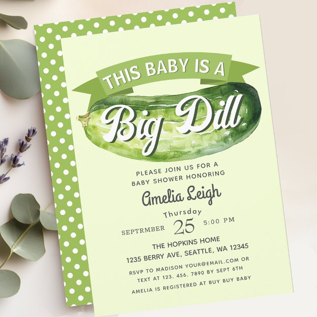Lustigt Big Dill Pickle Gender Neutral Baby Shower Inbjudningar (Skapare uppladdad)