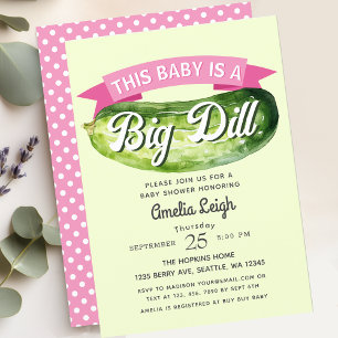 Lustigt Big Dill Pickle Girl Baby Shower Inbjudningar