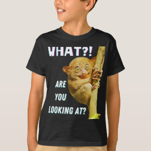 Lustigt Big Eyed Tarsier vad du Tittar på T Shirt
