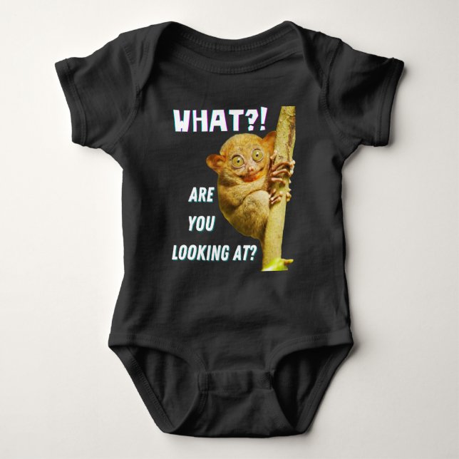 Lustigt Big Eyed Tarsier vad du Tittar på T Shirt (Framsida)