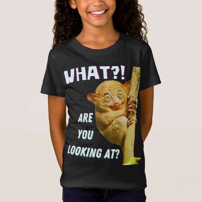 Lustigt Big Eyed Tarsier vad du Tittar på T Shirt (Framsida)