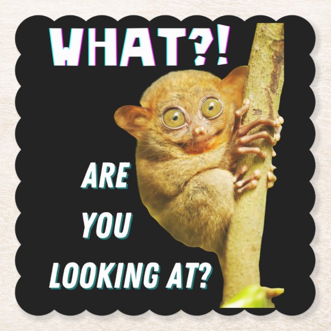 Lustigt Big Eyed Tarsier vad du Tittar på Underlägg Papper (Framsida)
