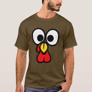 Lustigt Big Eyed Turkey Ansikte Thanksgiving T Shirt