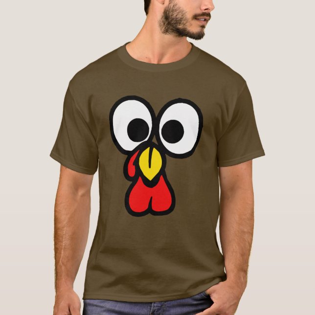 Lustigt Big Eyed Turkey Ansikte Thanksgiving T Shirt (Framsida)