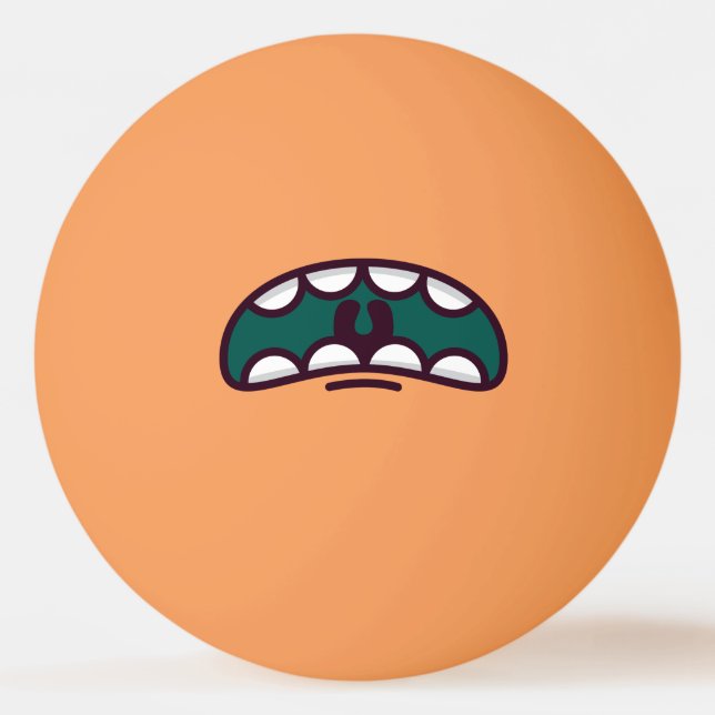 Lustigt Big Mouth Monster. Pingisboll (Baksidan)