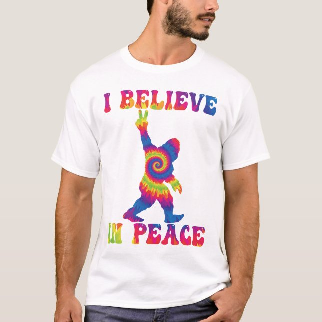 Lustigt Bigfoot, jag tror på fred T Shirt (Framsida)