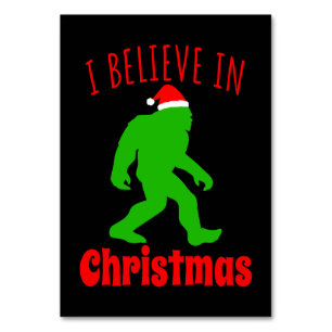 Lustigt Bigfoot, jag tror på jul Bordsnummer
