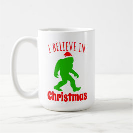 Lustigt Bigfoot, jag tror på jul Kaffemugg