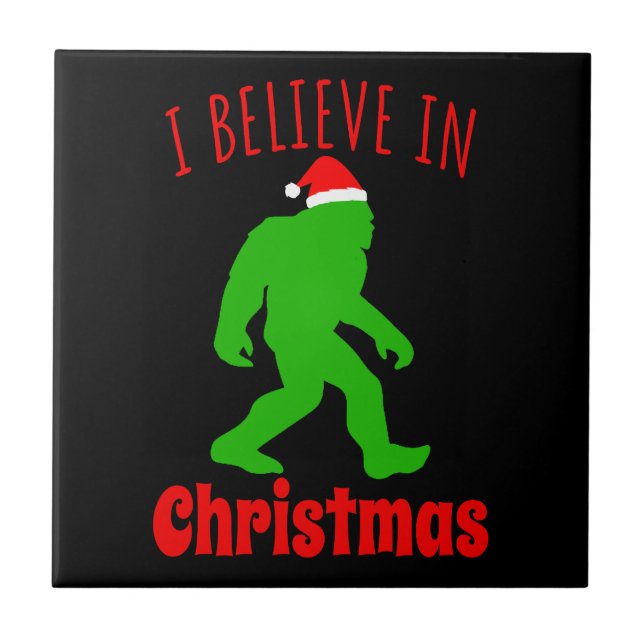 Lustigt Bigfoot, jag tror på jul Kakelplatta (Framsidan)