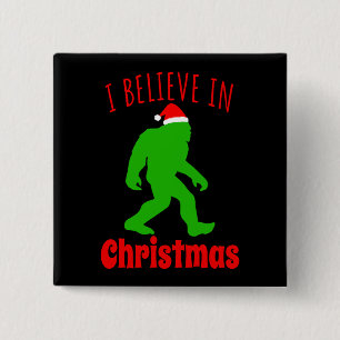Lustigt Bigfoot, jag tror på jul Knapp