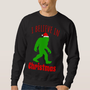 Lustigt Bigfoot, jag tror på jul Lång Ärmad Tröja