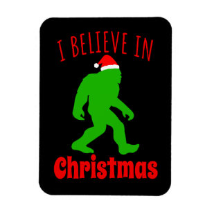 Lustigt Bigfoot, jag tror på jul Magnet