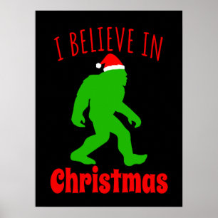 Lustigt Bigfoot, jag tror på jul Poster