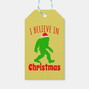 Lustigt Bigfoot, jag tror på jul Presentetikett