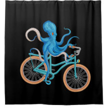 Lustigt bike Riding under Sea Octopus Black