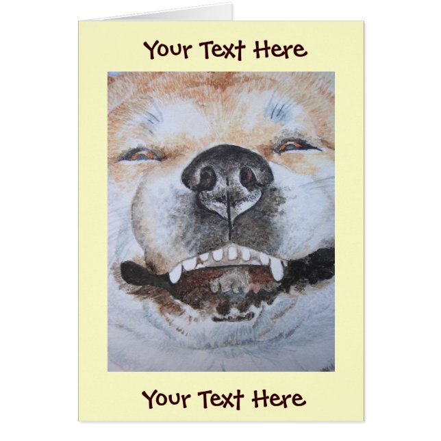 Lustigt bild av akita som leende söt hund OBS kort (Framsidan)