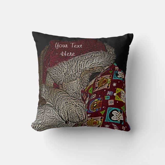 Lustigt bild av söt hund klädd för julklappar kudde (Framsida)