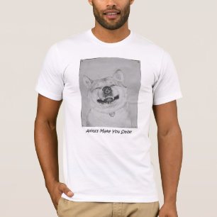 Lustigt bild om att le söt hund med slagord tee shirt