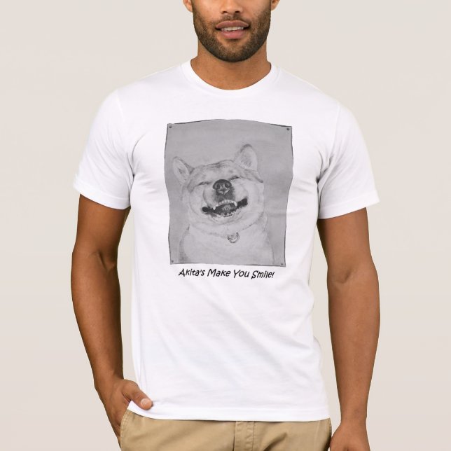 Lustigt bild om att le söt hund med slagord tee shirt (Framsida)