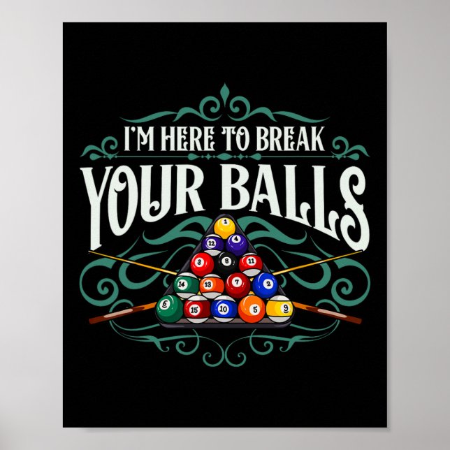 Lustigt Billiard Bassäng Hall är här för att bryta Poster (Framsidan)