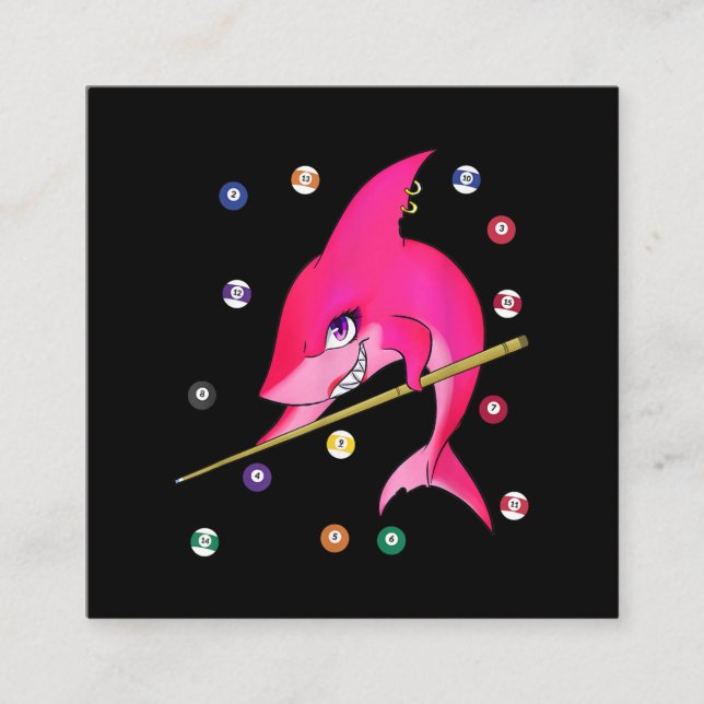 Lustigt Billiards Bassäng Shark Female Fyrkantigt Visitkort (Framsida)