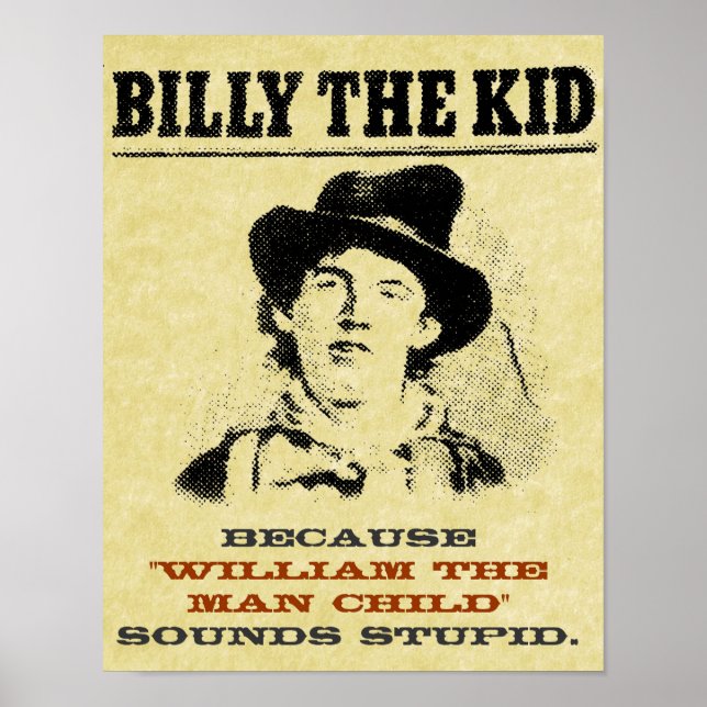 Lustigt Billy the Kid "Wanted" Poster (Framsidan)