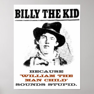 Lustigt Billy the Kid "Wanted" Poster