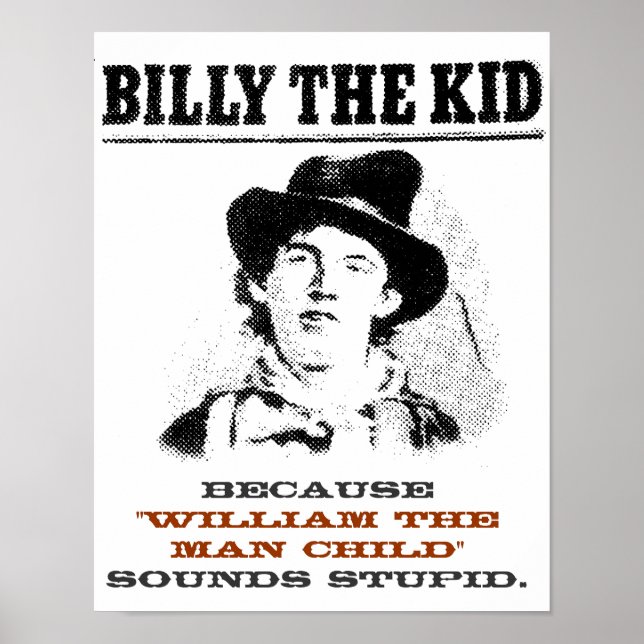 Lustigt Billy the Kid "Wanted" Poster (Framsidan)