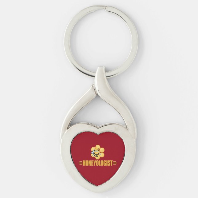 Lustigt biodlare twisted heart silverfärgad nyckelring (Framsidan)