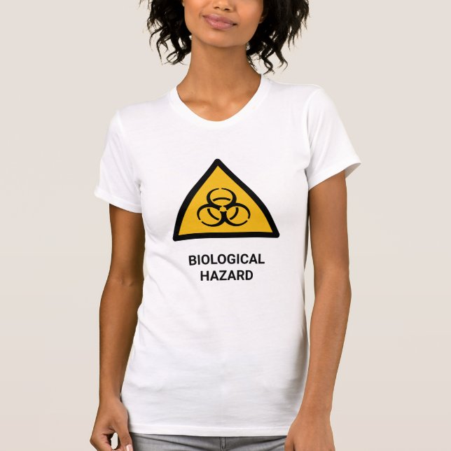 Lustigt biologiskt  ISO 7010 Varning T Shirt (Framsida)