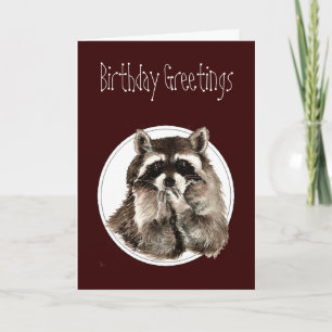 Lustigt, Birthday Vem är över Backe Cute Raccoon? Kort