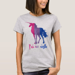 Lustigt Bisexual Flagga Unicorn "Jag är ingen myt" Tee Shirt