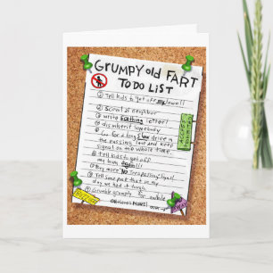 Lustigt bithday Card - Grumpy Old Fart to Do List Kort