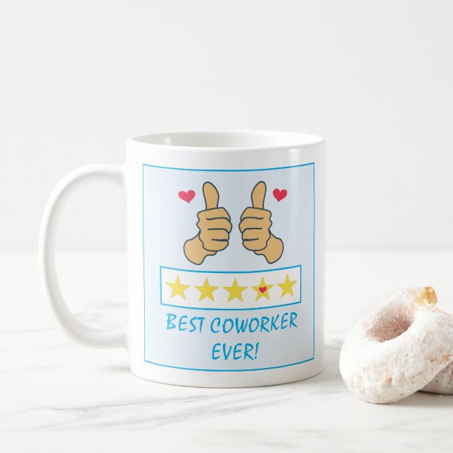 Lustigt blå tummar upp Bästa medarbetare någonsin Kaffemugg (Med munk)