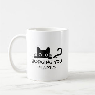 Lustigt Black Cat Mugg - att döma dig tyst