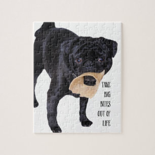 Lustigt Black Pug Ta bort stora Bitor ur Life Pussel