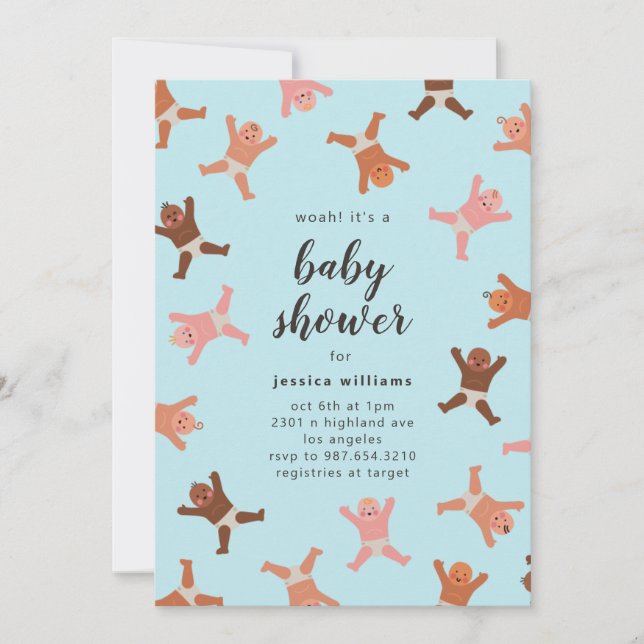 Lustigt blåögdhet i Spädbarn inbjudan (Framsida)