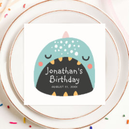 Lustigt blått dinosaurier. Kids dino mono-födelsed Pappersservett