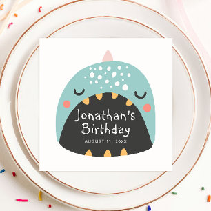 Lustigt blått dinosaurier. Kids dino mono-födelsed Pappersservett