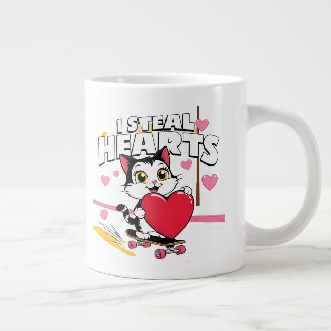 Lustigt "Bli min Valentine" för henne - Cute Gift Jumbo Mugg (Höger)