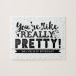 Lustigt blir du min Bridesmaid Frieri Pussel<br><div class="desc">En rolig och originell brud eller maid of honor frieri pussel: "Du är som verkligen!" Kommer du att bli min brud?" Obs! Du kan ändra den vita bakgrunden färg! Välj valfritt färg i paletten för att matcha bröllop färg - "klicka för att anpassa den ytterligare".</div>